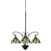 Meyda Tiffany Tiffany Honey Locust 3 Light 28" Wide Chandelier with Tiffany Glass Shade Tiffany Glass