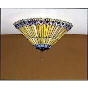 Meyda Tiffany Tiffany Jeweled Peacock 3 Light 17" Wide Flush Mount Ceiling Fixture with Tiffany Glass Shade Tiffany Glass