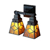 Meyda Tiffany Diamond Craftsman 2 Light 12" Wide Bathroom Vanity Light with Brown Mica Shade Tiffany Glass