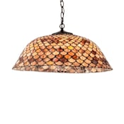 Meyda Tiffany Tiffany Fishscale 3 Light 24" Wide Pendant Mahogany Bronze