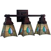 Meyda Tiffany Mackintosh Leaf 3 Light 20" Wide Bathroom Vanity Light with Tiffany Glass Shade Mahogany Bronze