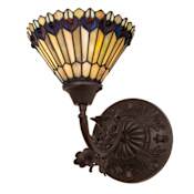 Meyda Tiffany Tiffany Jeweled Peacock 11" Tall Wall Sconce Mahogany Bronze
