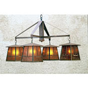 Meyda Tiffany Bungalow Valley View 4 Light 38" Wide Chandelier with Brown Glass Shade Rust