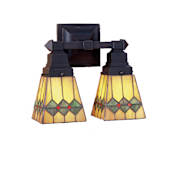 Meyda Tiffany Martini Mission 2 Light 12" Wide Bathroom Vanity Light with Tiffany Glass Shade Tiffany Glass