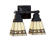 Meyda Tiffany Diamond Band Mission 2 Light 12" Wide Bathroom Vanity Light with Tiffany Glass Shade Tiffany Glass