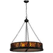 Meyda Tiffany 72" Wide Pendant with Handmade Shade Black / Amber Mica
