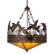 Meyda Tiffany Ducks in Flight 4 Light 30" Wide Pendant Antique Copper
