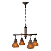 Meyda Tiffany 26" W Bungalow Frosted Amber 4 Light Chandelier Amber Etch