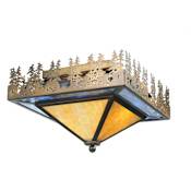 Meyda Tiffany 22.5" W Pine Lake Flush Mount Ceiling Fixture Antique Copper