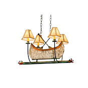 Meyda Tiffany Canoe 4 Light 24" Wide Linear Chandelier with Cream Fabric Shade N/A