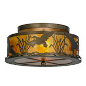 Meyda Tiffany Ducks in Flight 2 Light 16" Wide Semi-Flush Drum Ceiling Fixture Antique Copper