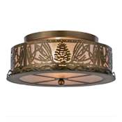 Meyda Tiffany Mountain Pine 2 Light 16" Wide Semi-Flush Drum Ceiling Fixture - Antique Copper Finish Antique Copper