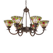 Meyda Tiffany Tiffany Rosebush 6 Light 32" Wide Chandelier Mahogany Bronze