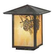 Meyda Tiffany Winter Pine 9" Tall Post Light Verdigris