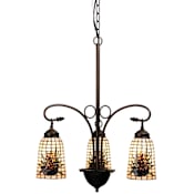 Meyda Tiffany Pine Barons 3 Light 20-1/2" Wide Chandelier with Tiffany Glass Shade Mahogany Bronze