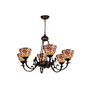 Meyda Tiffany Tiffany Fishscale 6 Light 32-1/2" Wide Chandelier with Tiffany Glass Shade Mahogany Bronze