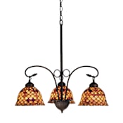 Meyda Tiffany Tiffany Fishscale 3 Light 24" Wide Chandelier with Tiffany Glass Shade Mahogany Bronze