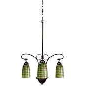 Meyda Tiffany Terra Verde 3 Light 20-1/2" Wide Chandelier with Tiffany Glass Shade Mahogany Bronze / Green