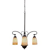 Meyda Tiffany Terra Bone 3 Light 20-1/2" Wide Chandelier with Tiffany Glass Shade Mahogany Bronze / Beige