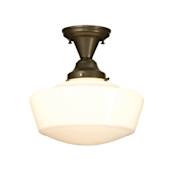 Meyda Tiffany Revival Schoolhouse 12" Tall Semi-Flush Ceiling Fixture - Craftsman Brown Finish Craftsman Brown