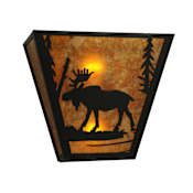 Meyda Tiffany 13" W Moose Creek Wall Sconce Black / Amber Mica