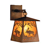 Meyda Tiffany 7.5" W Moose At Dawn Hanging Wall Sconce Antique Copper