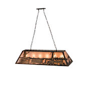 Meyda Tiffany Train 9 Light 48" Wide Billiard Chandelier with Silver Mica Shade Antique Copper