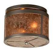 Meyda Tiffany Smythe Craftsman 2 Light 12" Wide Semi-Flush Drum Ceiling Fixture - Nickel Finish Nickel