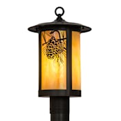 Meyda Tiffany Winter Pine 15" Tall Post Light Craftsman Brown