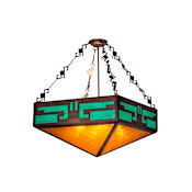 Meyda Tiffany Southwest Mission 4 Light 12" Wide Semi Flush Ceiling Fixture with Multi-colored Glass Shade N/A