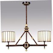 Meyda Tiffany Revolution 2 Light 30" Wide Linear Chandelier with White Glass Shade Mahogany Bronze