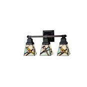 Meyda Tiffany Backyard Friends 3 Light 20" Wide Bathroom Vanity Light with Tiffany Glass Shade Mahogany Bronze