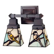 Meyda Tiffany Backyard Friends 2 Light 12" Wide Bathroom Vanity Light with Tiffany Glass Shade Mahogany Bronze
