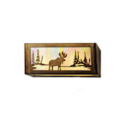 Meyda Tiffany Moose at Lake 2 Light 16" Wide Bathroom Vanity Light with Yellow Glass Shade Craftsman Brown