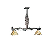 Meyda Tiffany Delta Jadestone 2 Light 34" Wide Linear Chandelier with Tiffany Glass Shade Bronze
