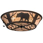 Meyda Tiffany Wildlife on the Loose 4 Light 22" Wide Semi Flush Ceiling Fixture with Silver Mica Shade Craftsman Brown