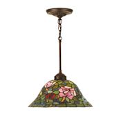 Meyda Tiffany Stained Glass / Tiffany Down Lighting Pendant from the Tiffany Rosebush Collection Tiffany Glass