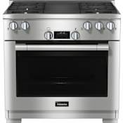 Miele 36 Inch Wide 5.76 Cu. Ft. Free Standing Gas Range with DirectSelect Controls, Twin Convection Fans, and Grill Clean Touch Steel