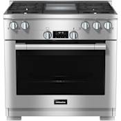 Miele 36 Inch Wide 5.76 Cu. Ft. Slide In Fingerprint Resistant Gas Range with Moisture Plus Clean Touch Steel