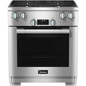 Miele 30 Inch Wide 4.59 Cu. Ft. Slide In Fingerprint Resistant Dual Fuel Range with Temperature Probe Clean Touch Steel