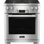 Miele 30 Inch Wide 4.59 Cu. Ft. Free Standing Dual Fuel Range with DirectSelect Controls Clean Touch Steel