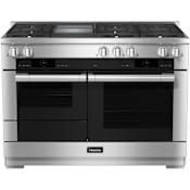 Miele 48 Inch Wide 4.73 Cu. Ft. Slide In Fingerprint Resistant Dual Fuel Range with Push2Open Drawer Clean Touch Steel