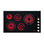 Miele 36 Inch Wide 5 Burner 208 Volt Electric Cooktop Stainless Steel