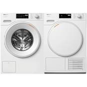 Miele 24 Inch Wide 2.26 Cu. Ft. Front Load Washer and 24 Inch Wide 4.02 Cu. Ft. Electric Dryer with HeatPump Technology Laundry Pair Lotus White