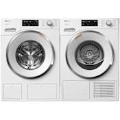 Miele 24 Inch Wide 2.26 Cu. Ft. Front Load Washer and 24 Inch Wide 4.02 Cu. Ft. Electric Dryer with ProfiEco Motor Laundry Pair Lotus White