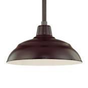 Millennium Lighting RLM Single Light 17" Wide Outdoor Pendant with Warehouse Shade and 12" Stem Architectural Bronze