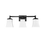 Millennium Lighting Sonorra 3 Light 24" Wide Vanity Light with Frosted Glass Shades Matte Black