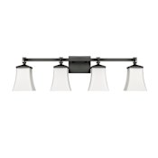 Millennium Lighting Sonorra 4 Light 33" Wide Vanity Light with Frosted Glass Shades Matte Black
