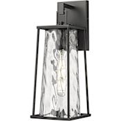Millennium Lighting Dutton 16" Tall Outdoor Wall Sconce with Water Glass Shade - ADA Compliant Powder Coated Black