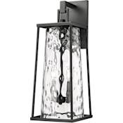 Millennium Lighting Dutton 2 Light 24" Tall Outdoor Wall Sconce with Water Glass Shade - ADA Compliant Powder Coated Black